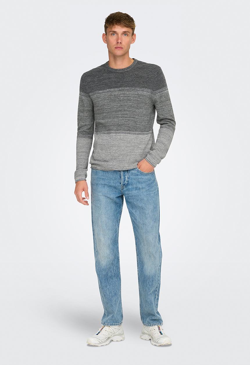 Only & Sons - ONSFELIX Reg 12 Crew Knit - Grey