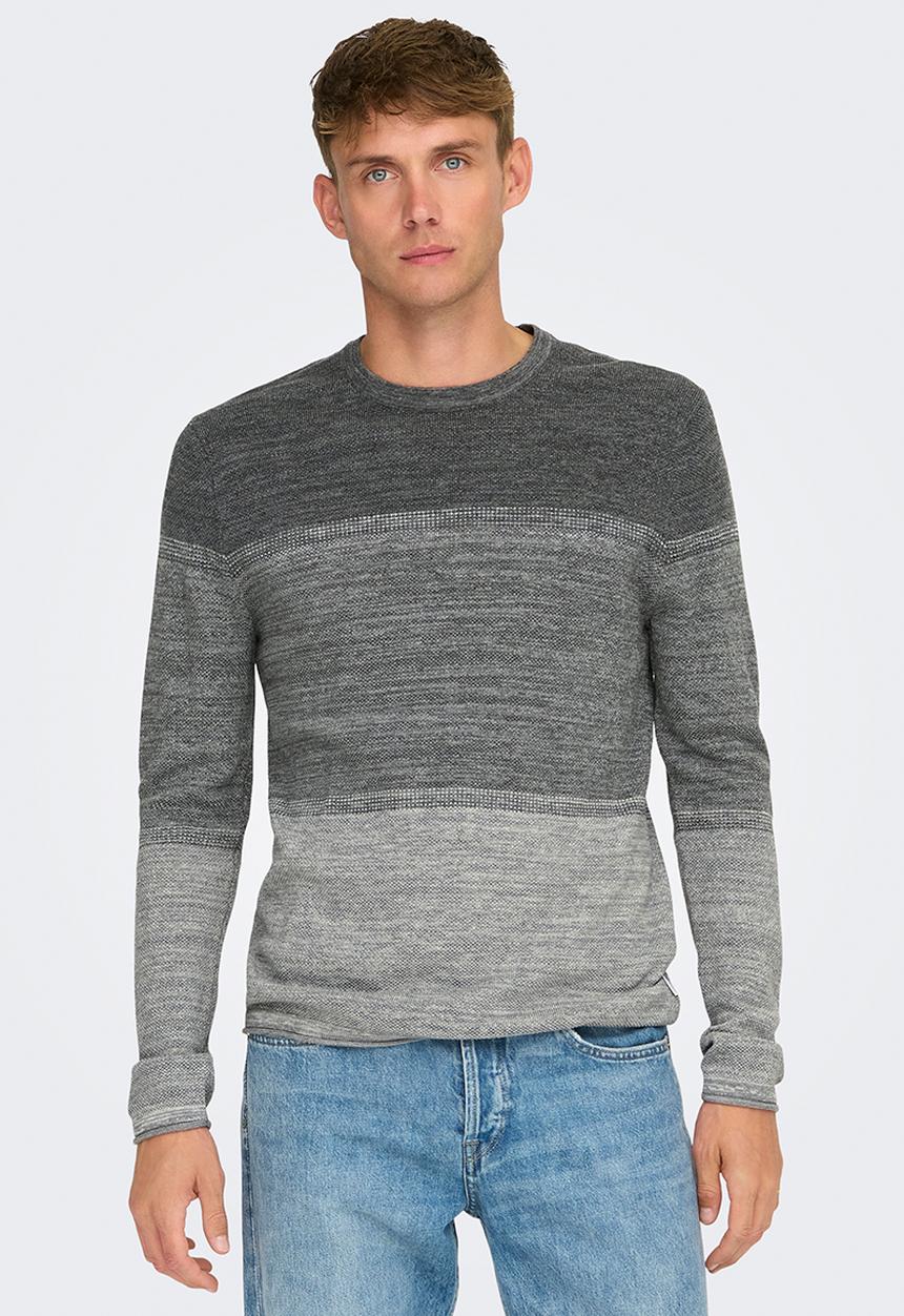 Only & Sons - ONSFELIX Reg 12 Crew Knit - Grey