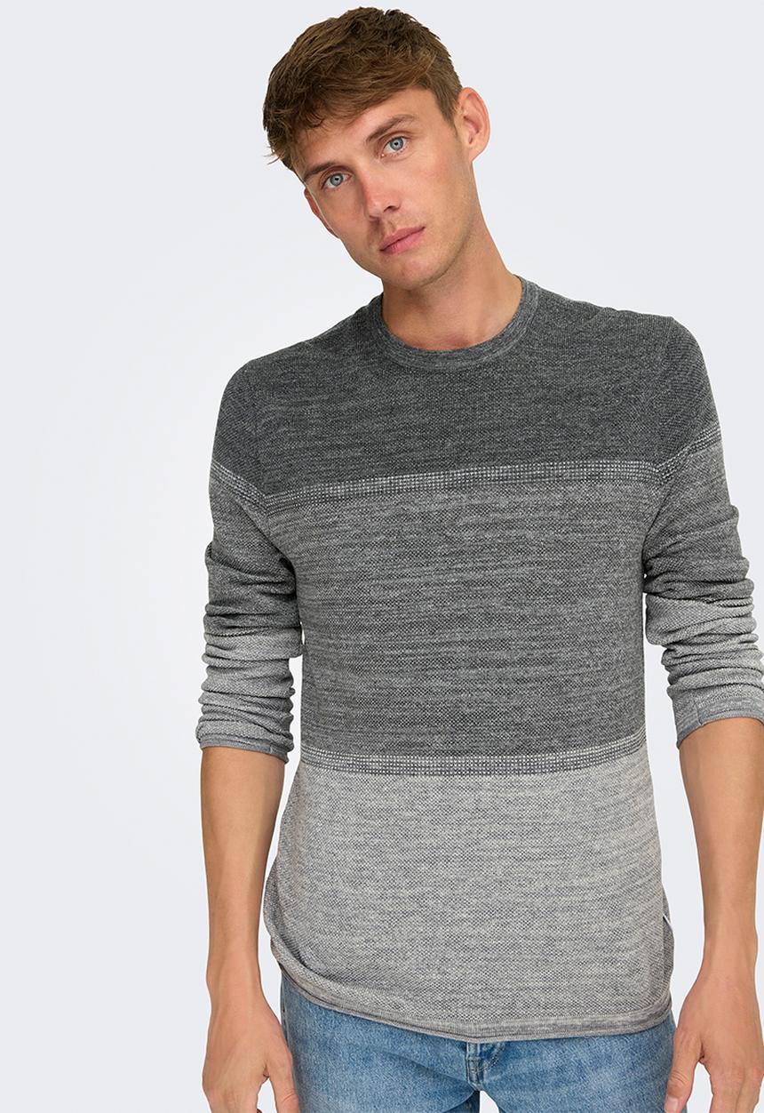 Only & Sons - ONSFELIX Reg 12 Crew Knit - Grey