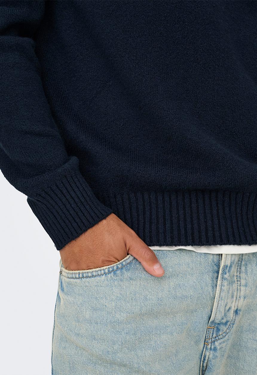 Only & Sons - ONSJAMES Relaxed Fit Crew Knit - Dark Sapphire
