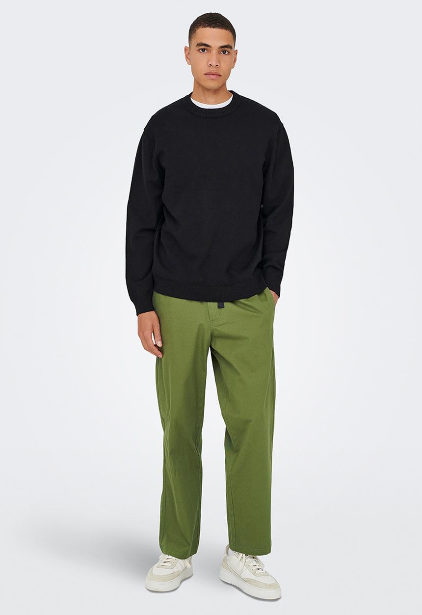 Only & Sons - ONSHENRY Straight 0518 Belt Pant - Green