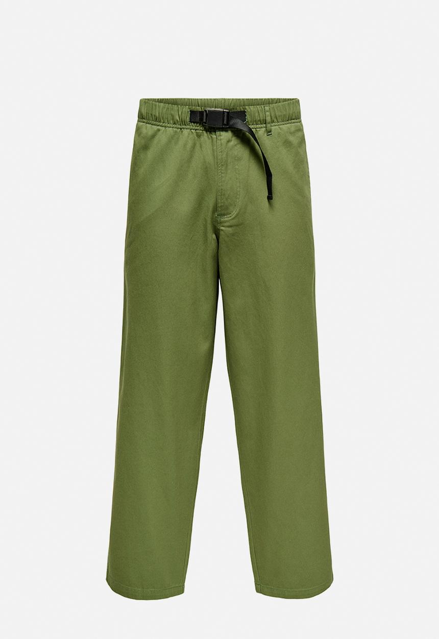 Only & Sons - ONSHENRY Straight 0518 Belt Pant - Green