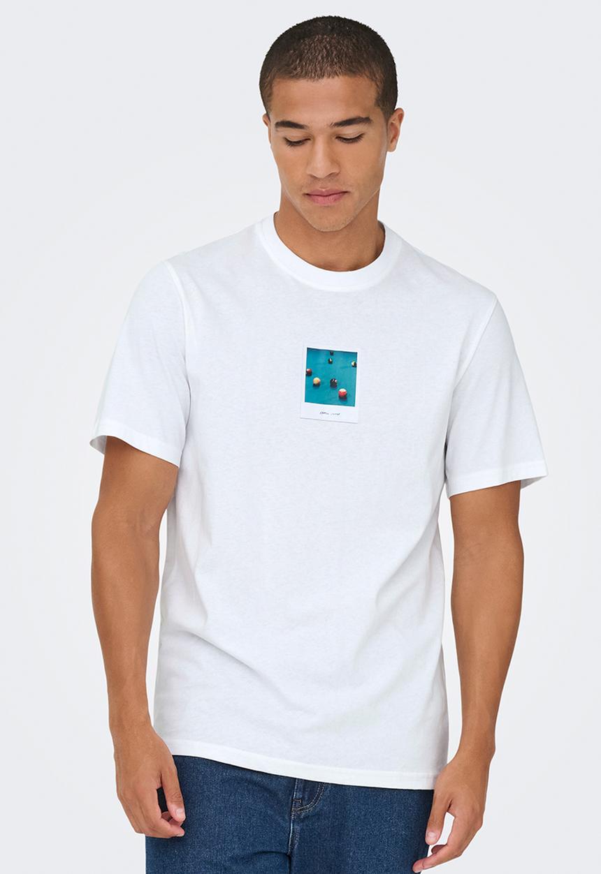 Only & Sons - ONSMILO Photo Regular Short Sleeve Tee - White