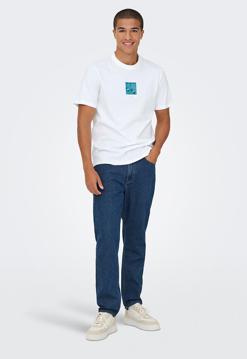 Only & Sons - ONSMILO Photo Regular Short Sleeve Tee - White