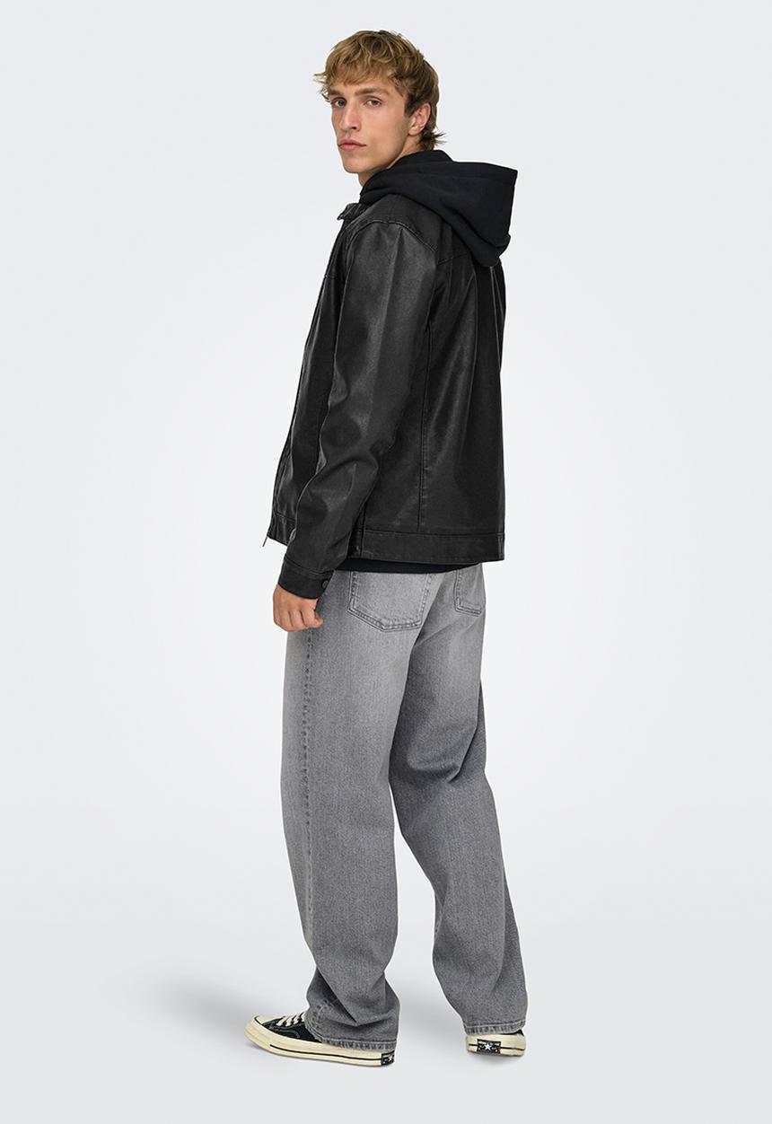 Only & Sons - ONSMIKE PU Racer Jacket Otw - Black