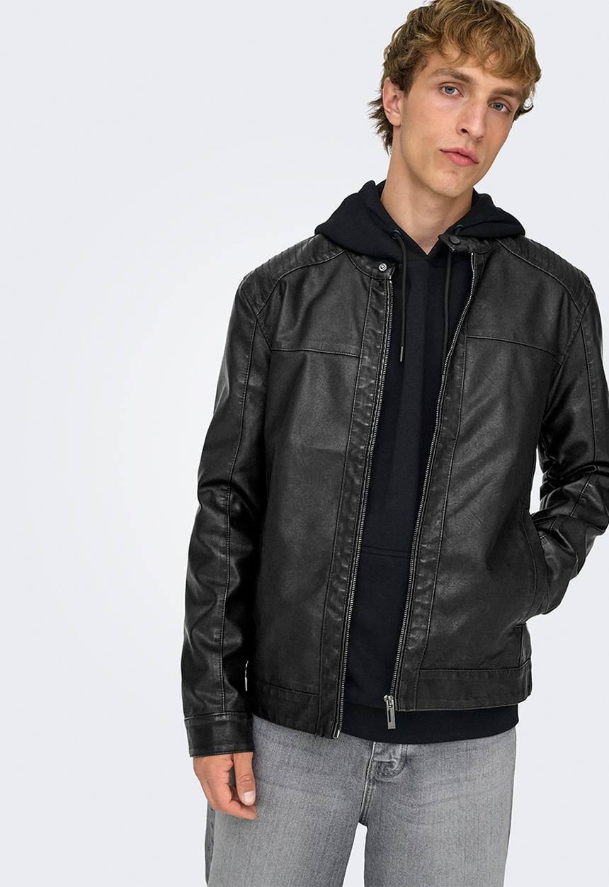 Only & Sons - ONSMIKE PU Racer Jacket Otw - Black