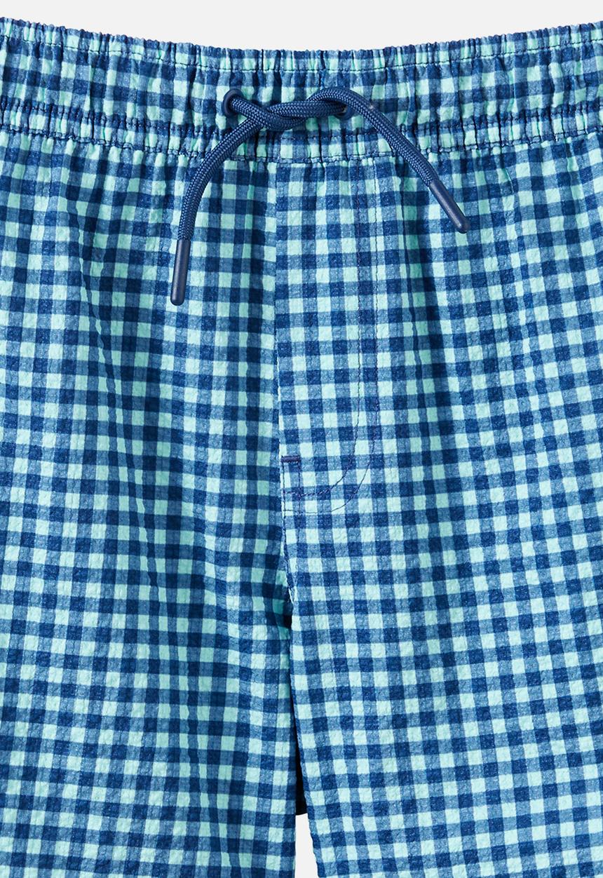 Cotton On - Bailey Boardshort - Gingham Squid Ink/Aquamarine