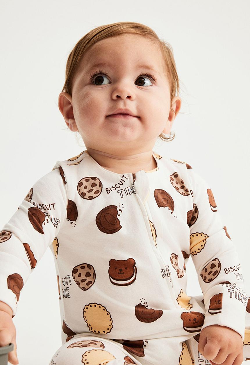 Cotton On - The Long Sleeve Zip Romper - Vanilla/Biscuit Time
