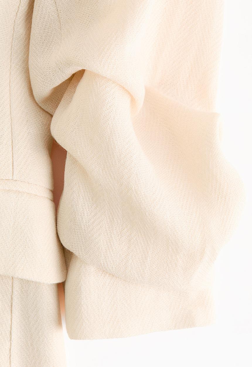 H&M - Gathered-sleeve blazer - cream