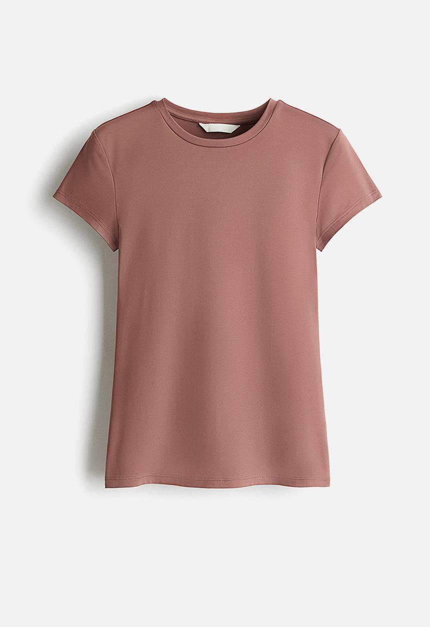 H&M - Fitted microfibre t-shirt - dusty pink