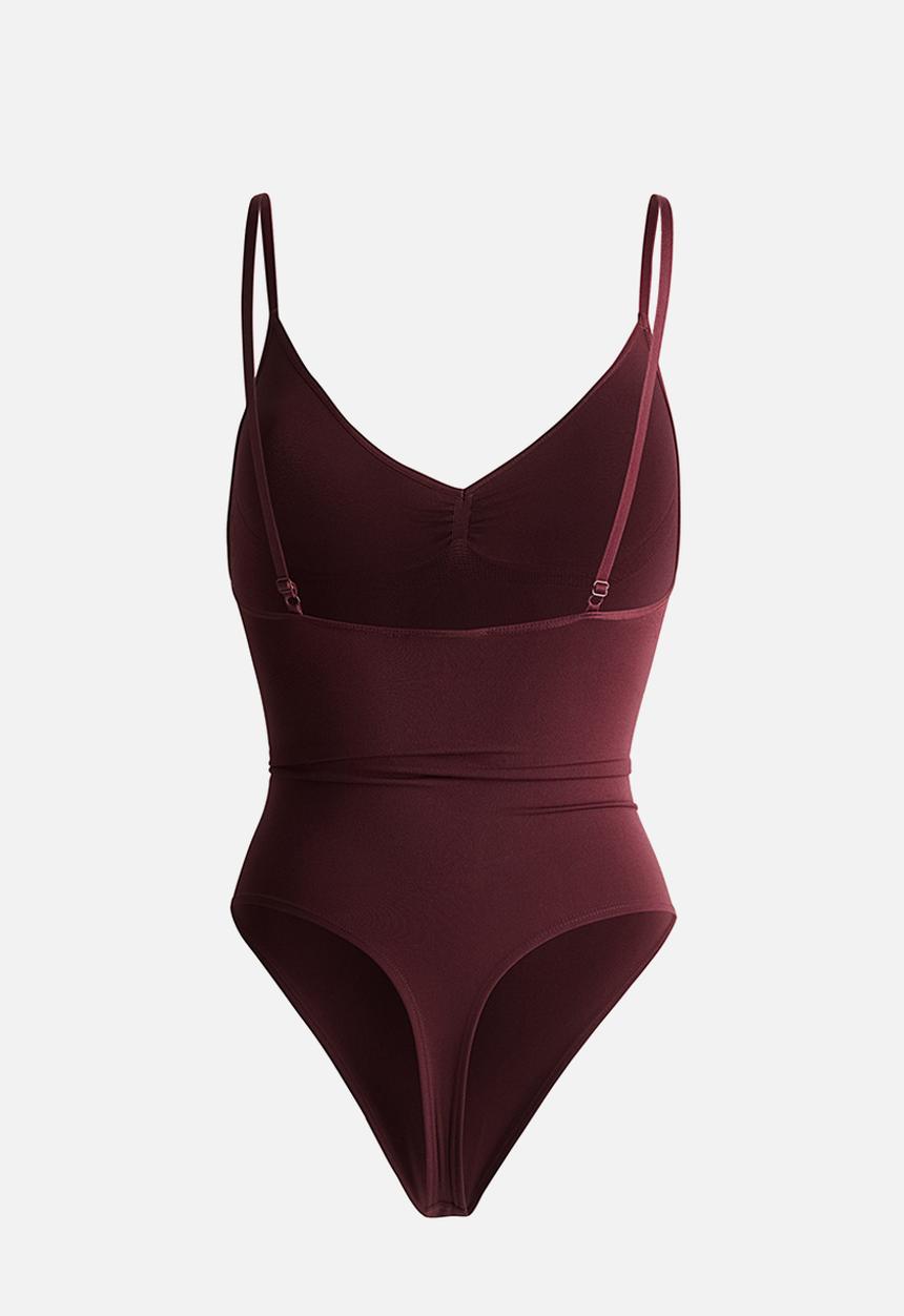 H&M - Firm shape sculpting thong body - burgundy