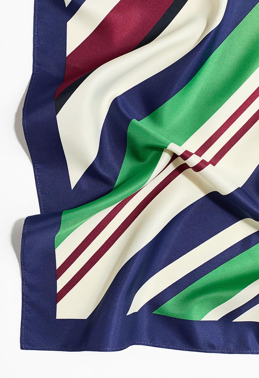H&M - Patterned scarf - dark blue/burgundy/green