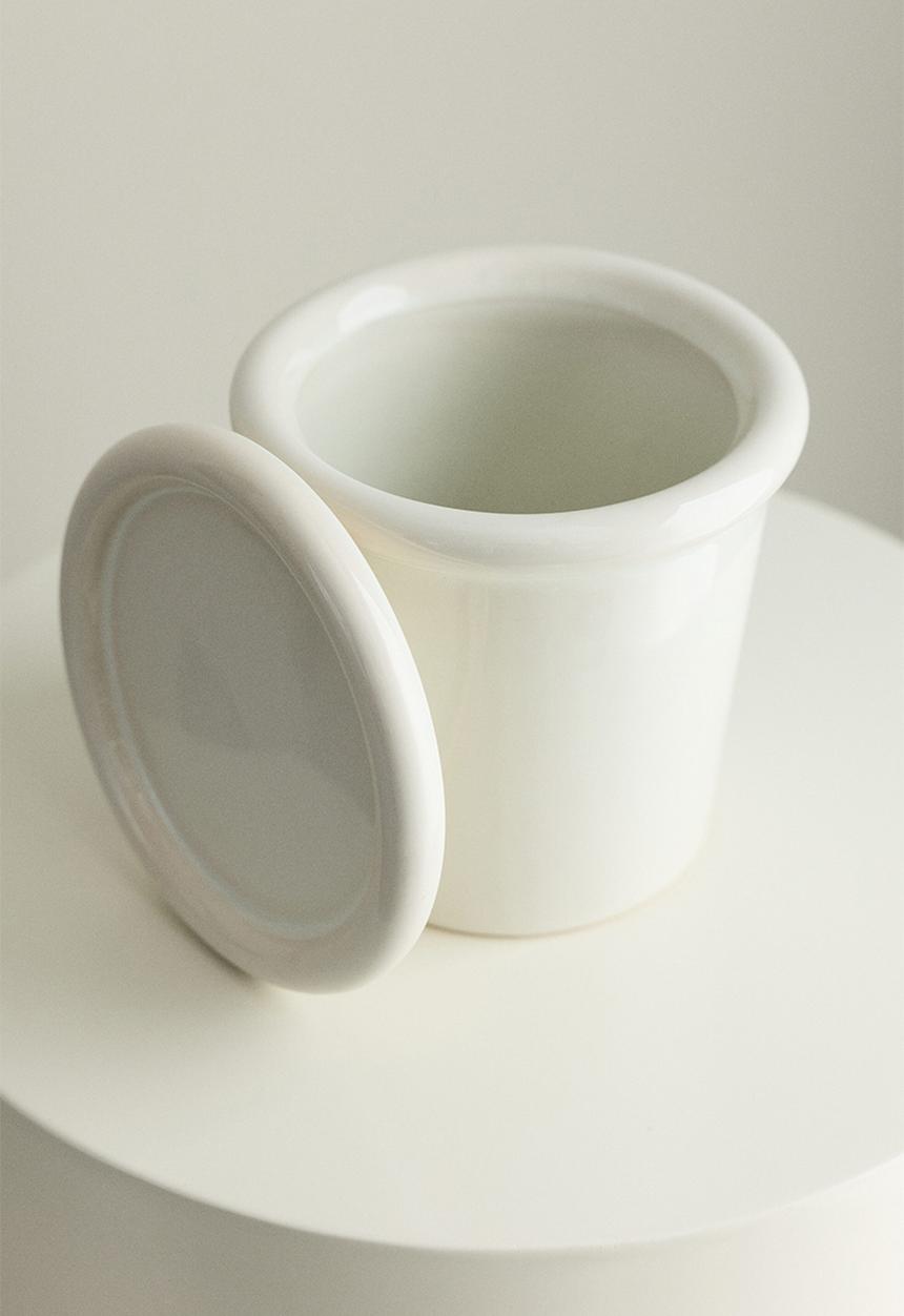 H&M - Extra-small stoneware plant pot with saucer - white