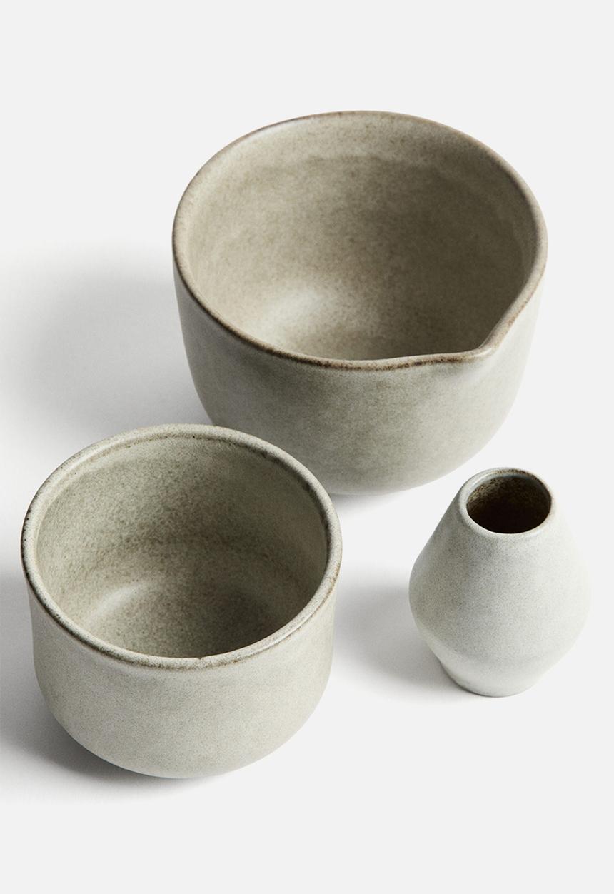 H&M - Stoneware matcha set - greige