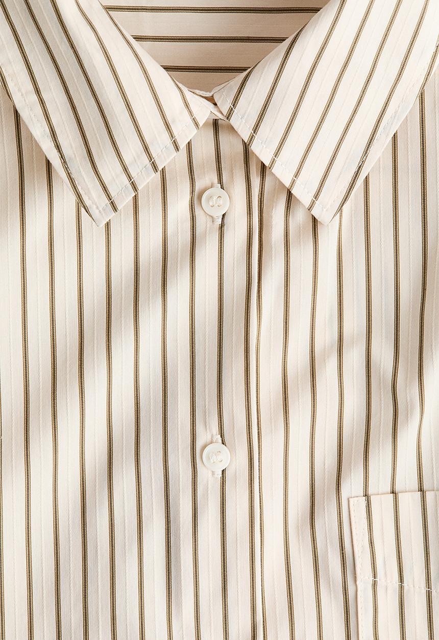 H&M - Oversized poplin shirt - light beige/striped