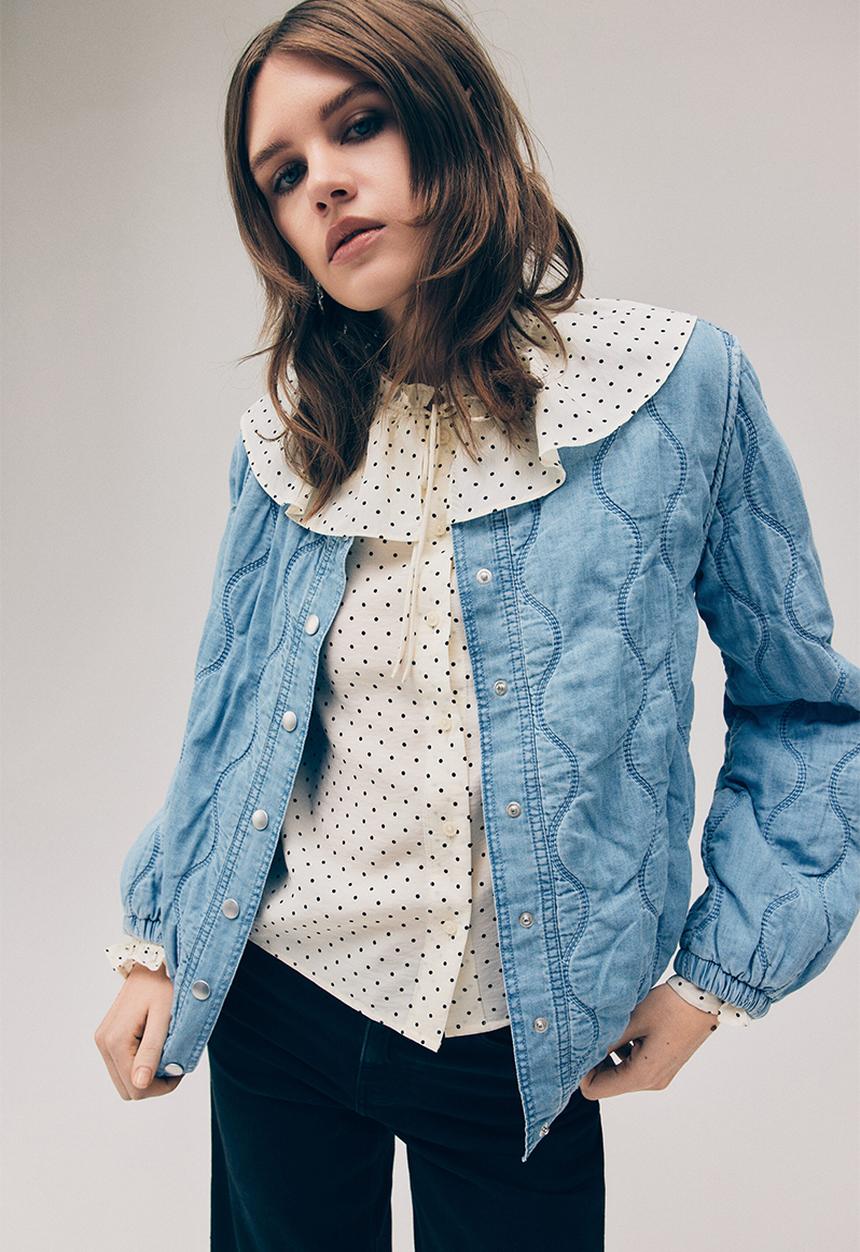 H&M - Quilted denim jacket - light denim blue