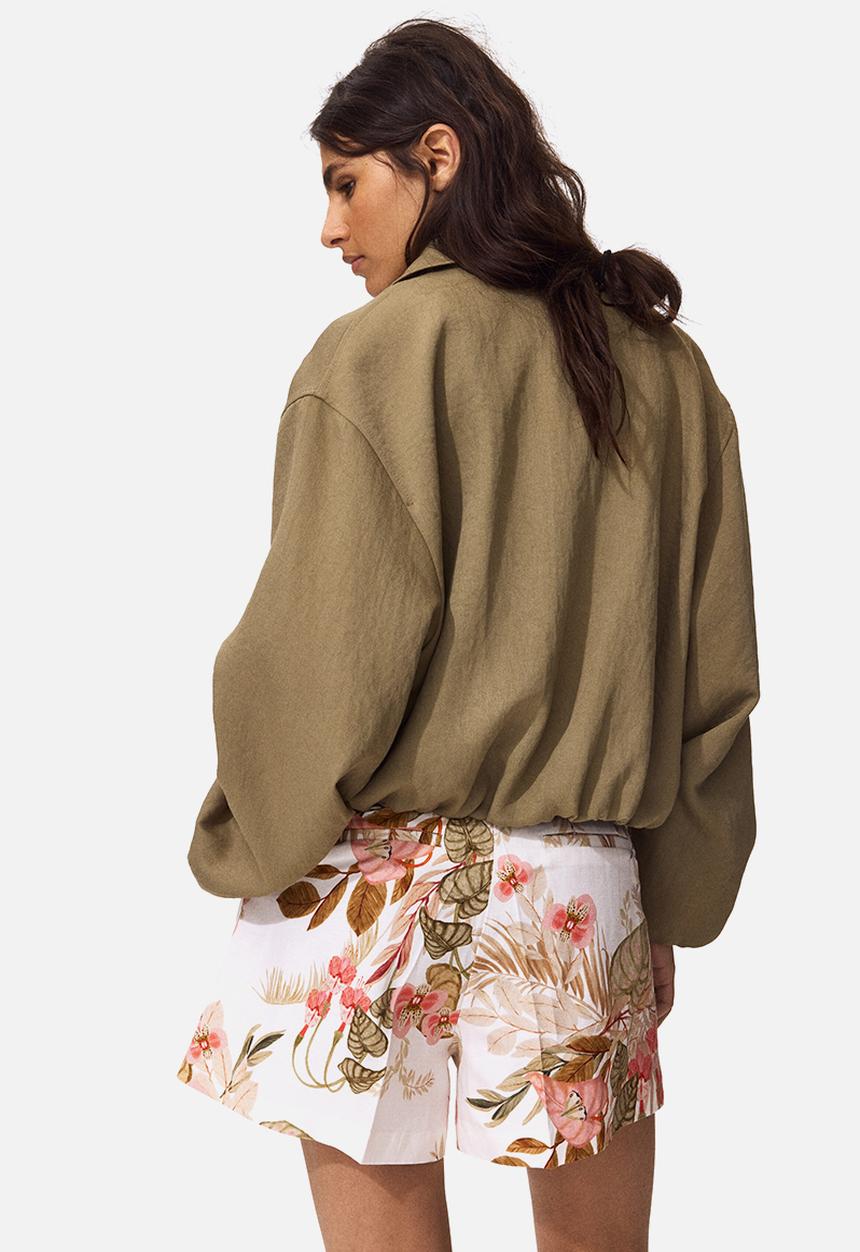 H&M - Linen-blend shorts - white/flowers