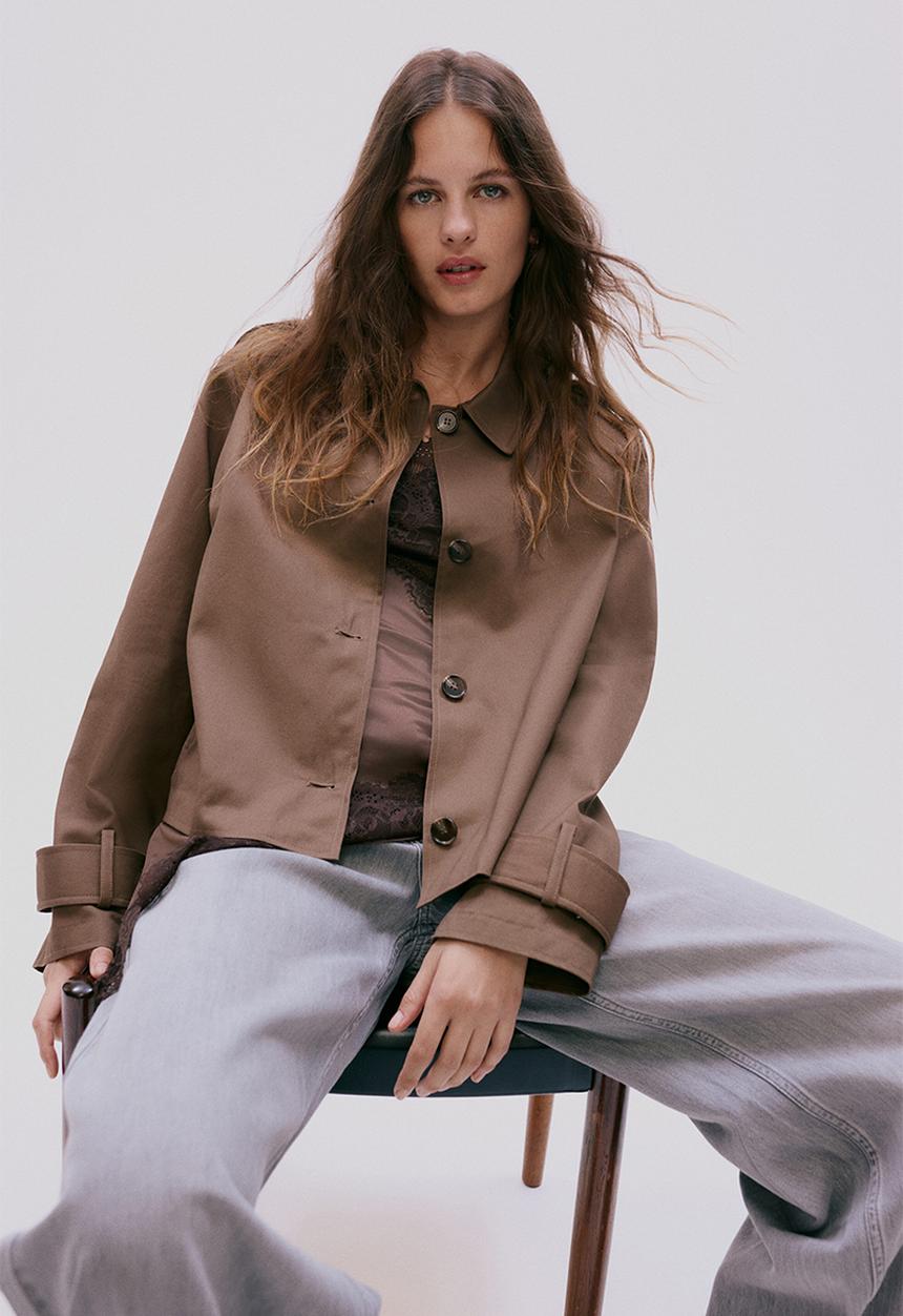 H&M - Trench-look cotton jacket - dark beige