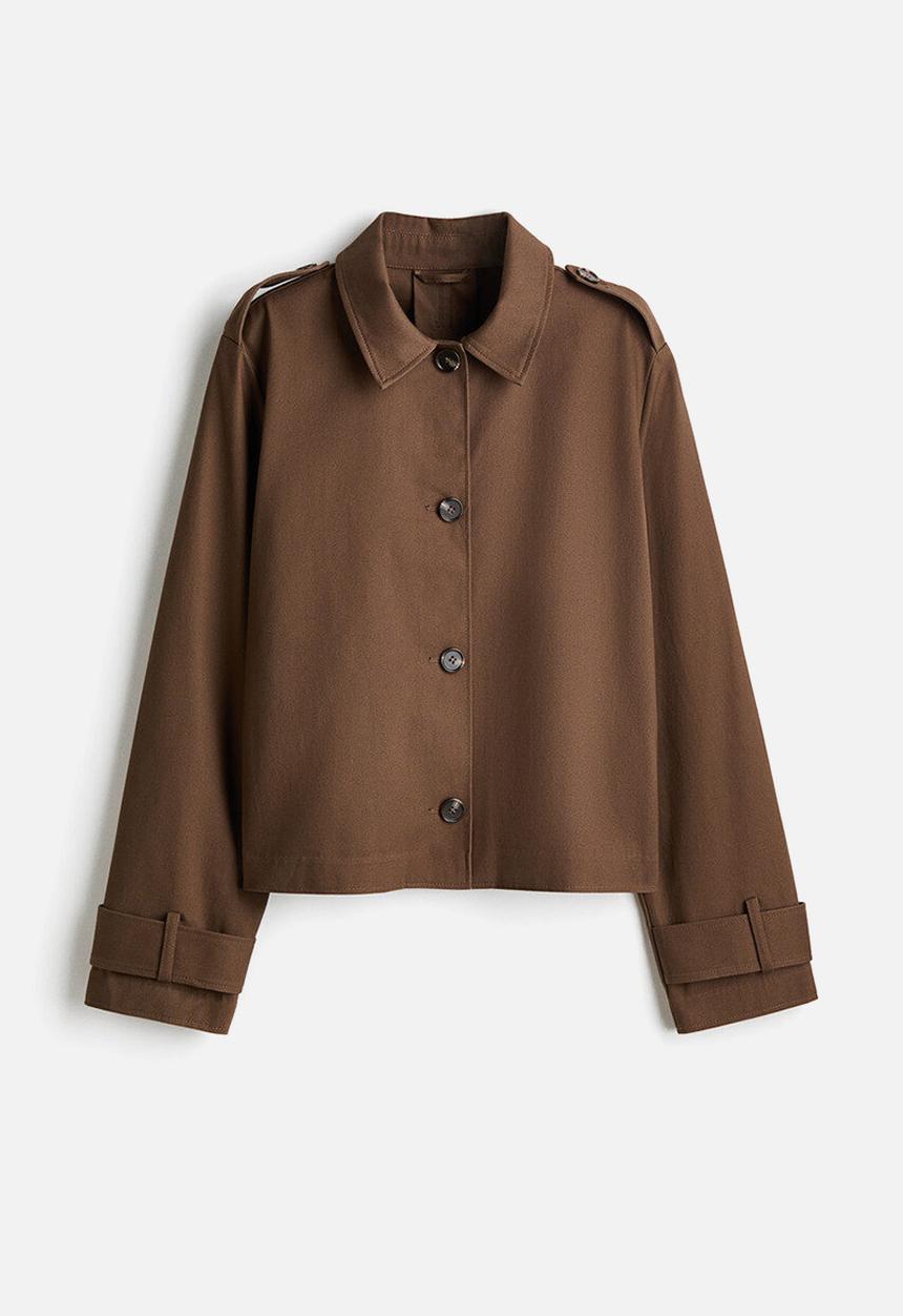 H&M - Trench-look cotton jacket - dark beige