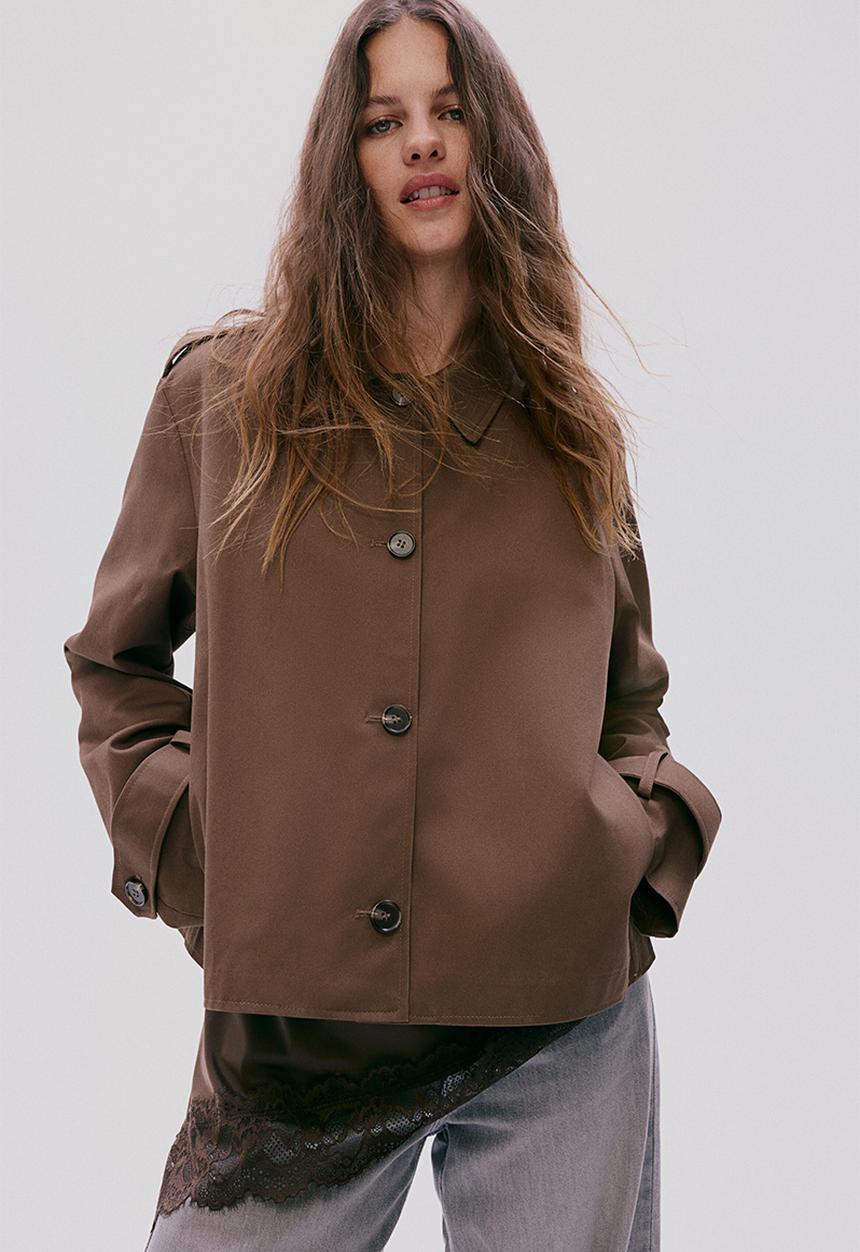 H&M - Trench-look cotton jacket - dark beige