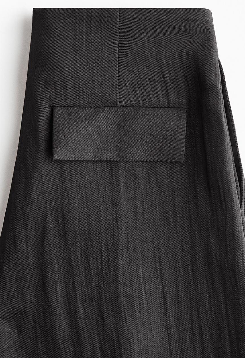 H&M - Crinkled barrel-leg trousers - dark grey