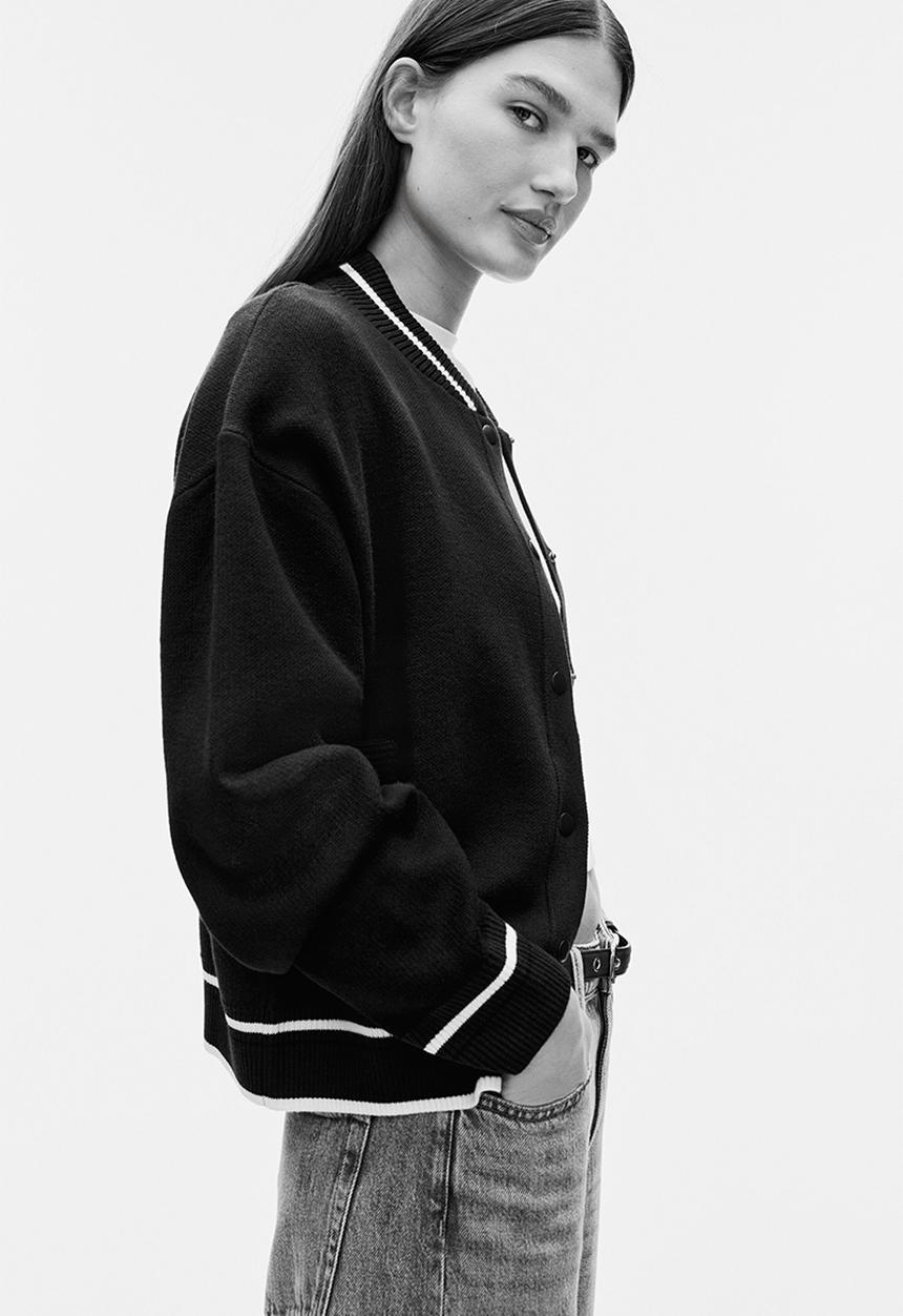 H&M - Knitted baseball jacket - navy blue