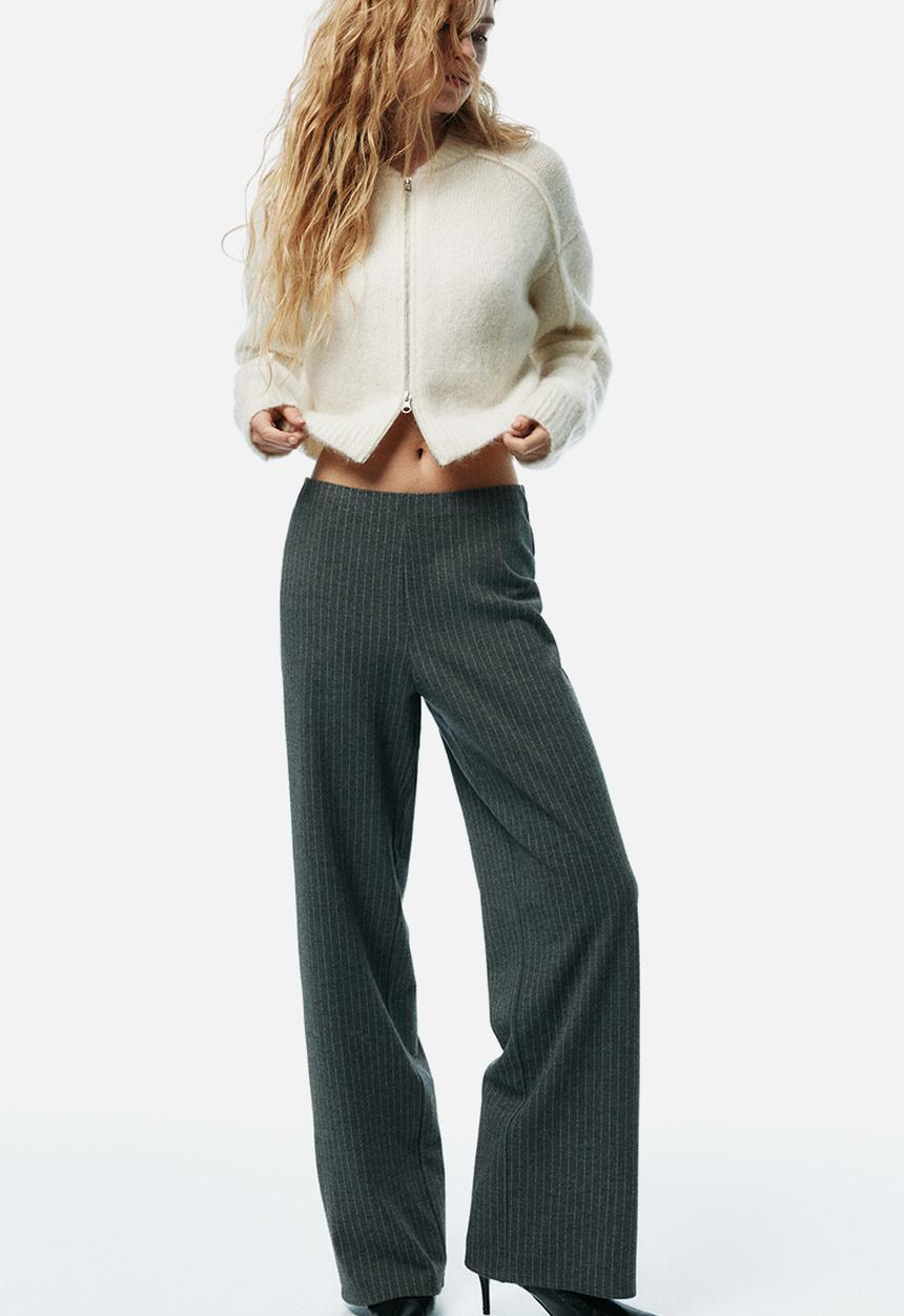 H&M - Pull-on jersey trousers - grey marl/pinstriped