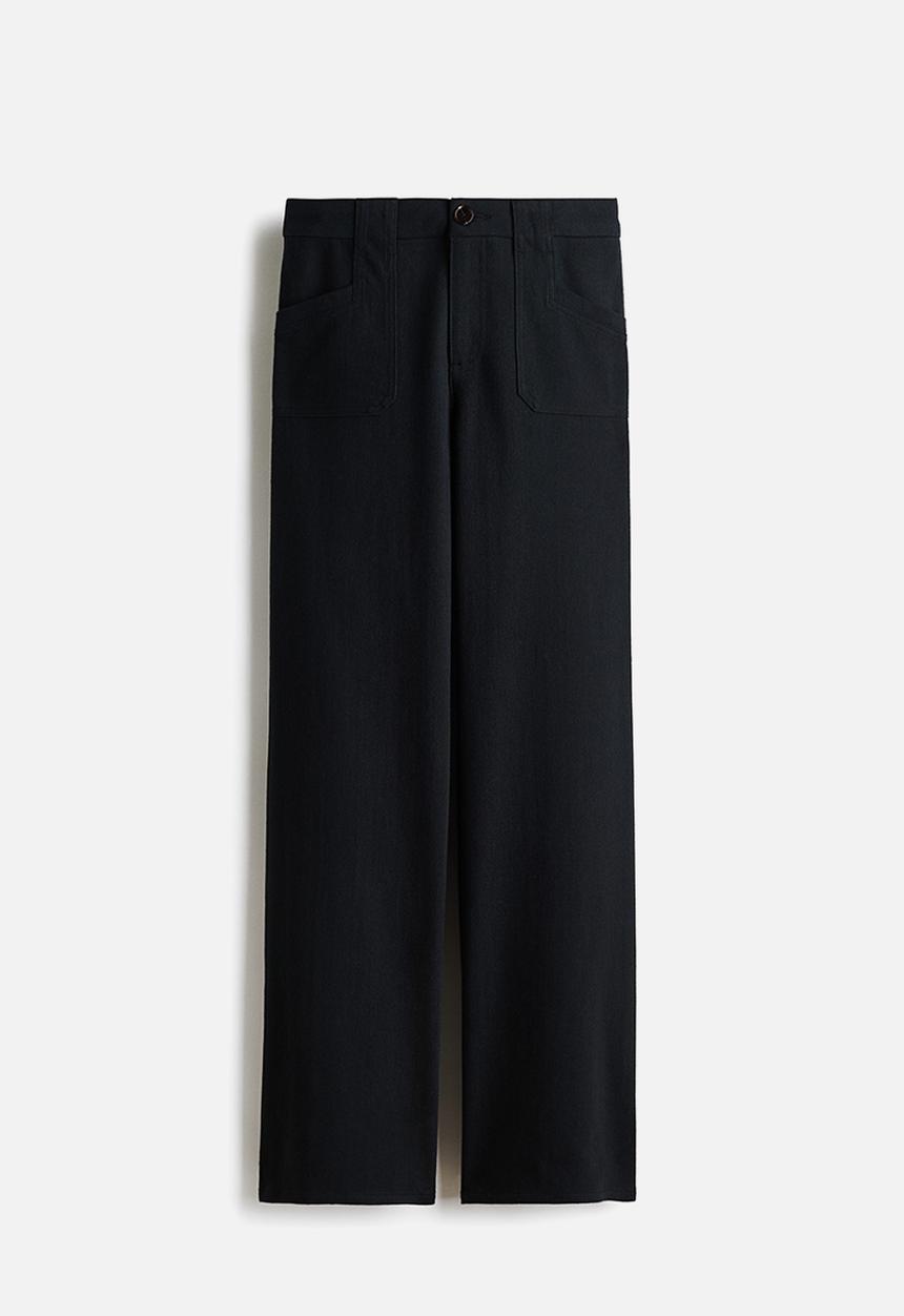 H&M - Wide twill trousers - black