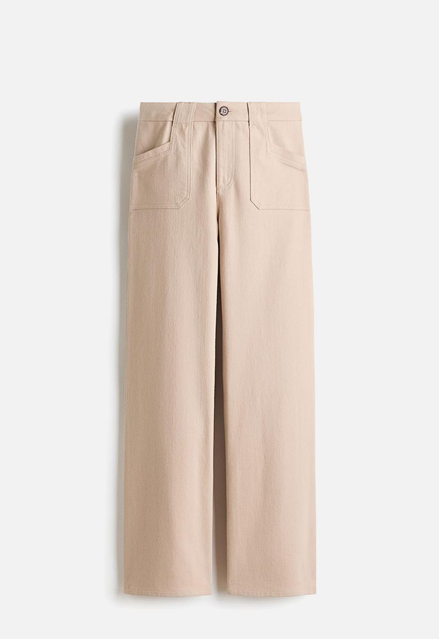 H&M - Wide twill trousers - beige