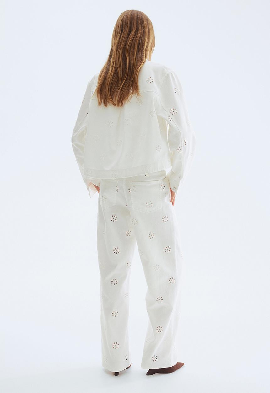 H&M - Broderie anglaise twill trousers - white