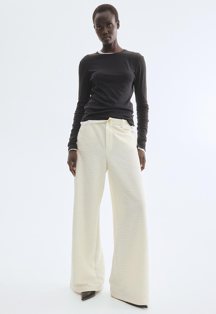 H&M - Wide bouclé trousers - cream