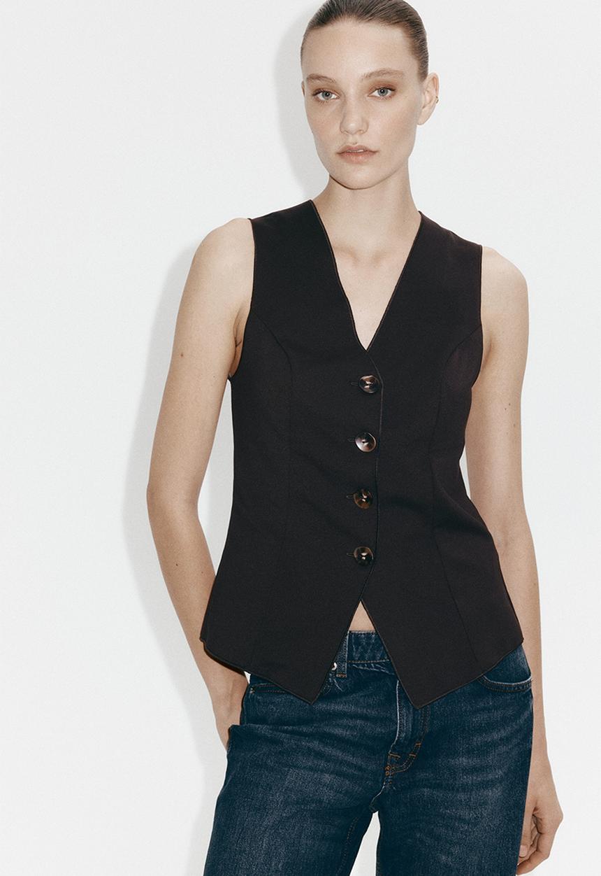 H&M - Jersey waistcoat - dark brown