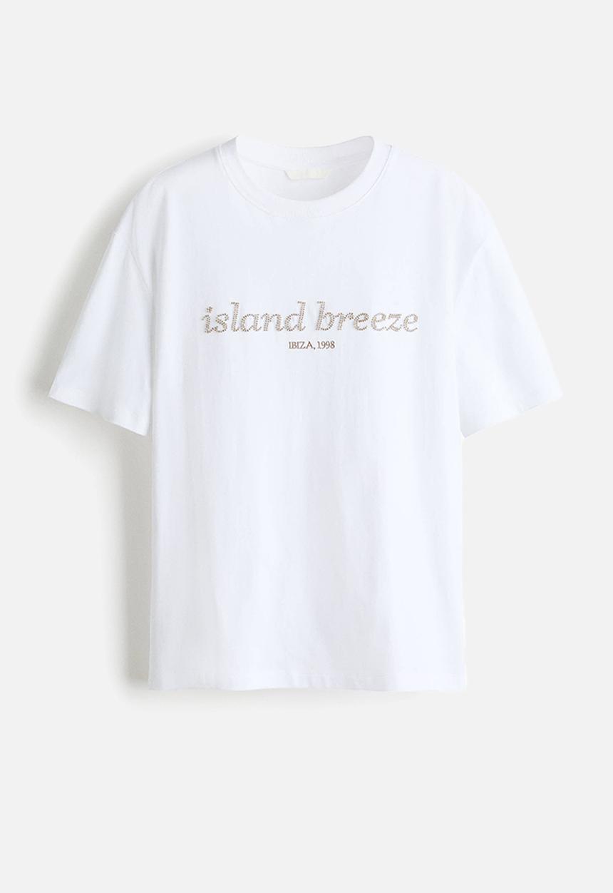 H&M - Oversized T-shirt - white/island breeze