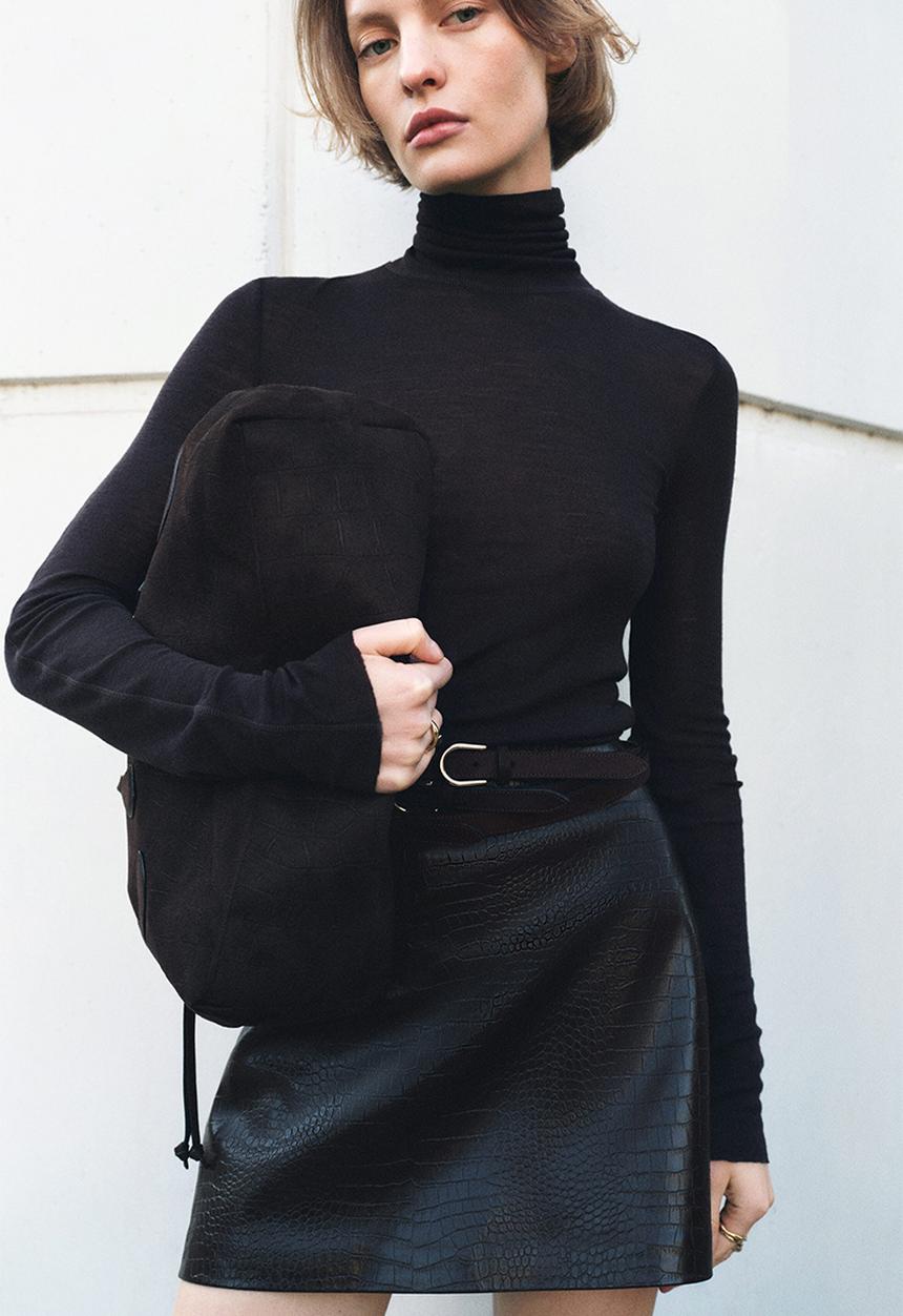 H&M - Coated mini skirt - dark brown