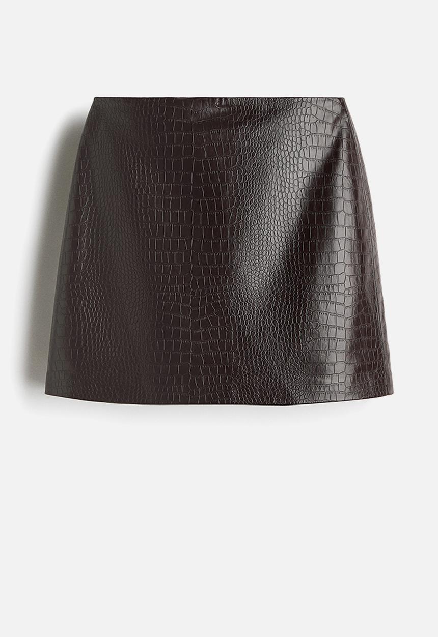 H&M - Coated mini skirt - dark brown