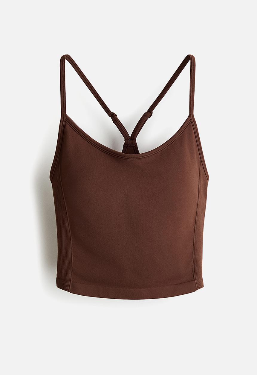 H&M - Seamless sports top with drymove - brown