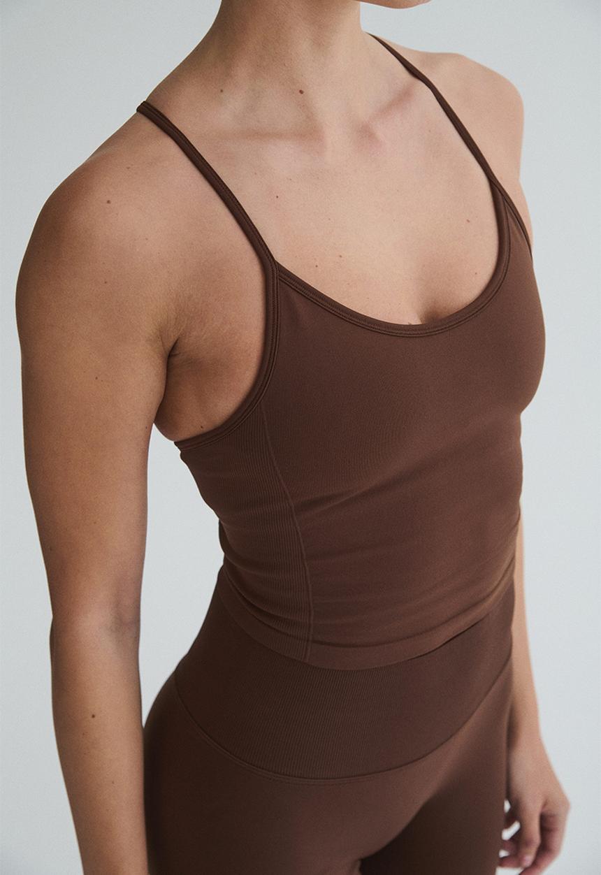 H&M - Seamless sports top with drymove - brown