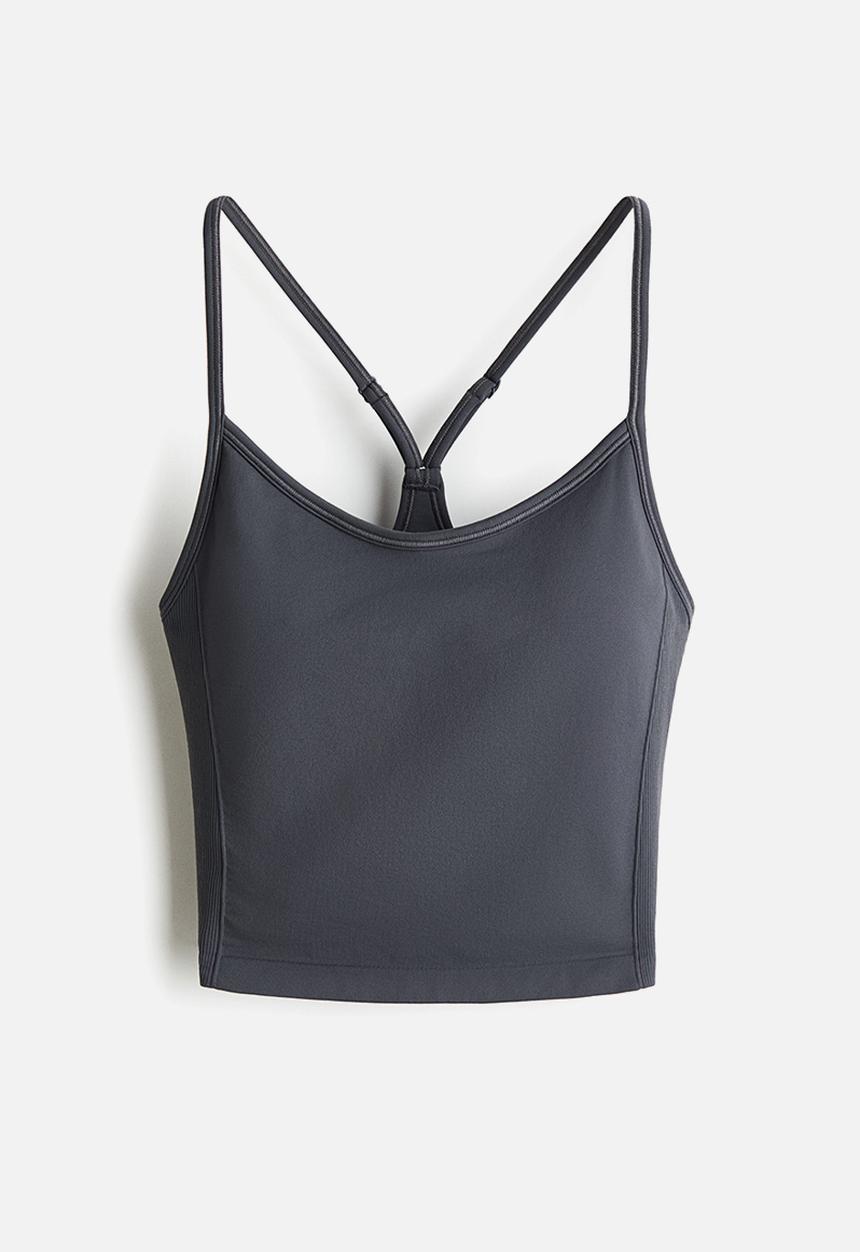 H&M - Seamless sports top with drymove - dark grey