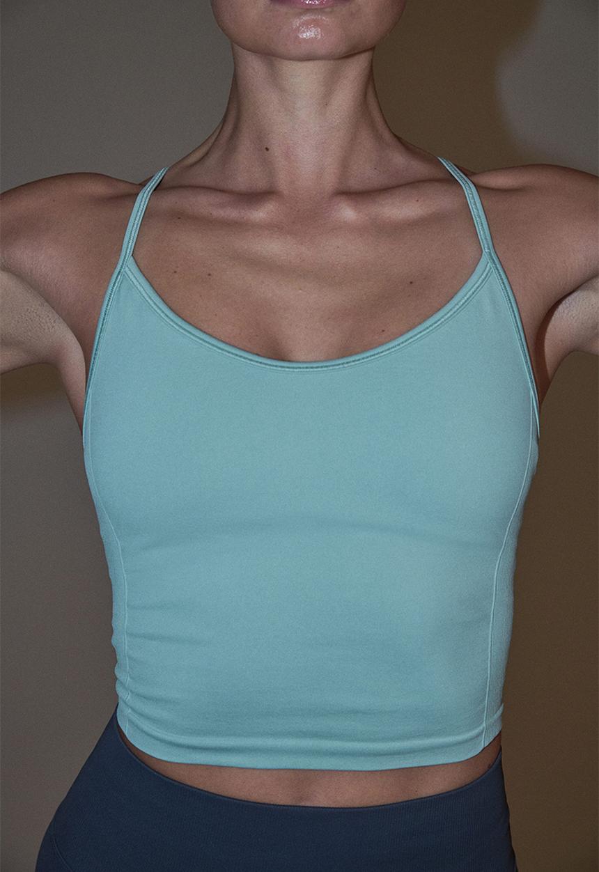 H&M - Seamless sports top with drymove - light turquoise