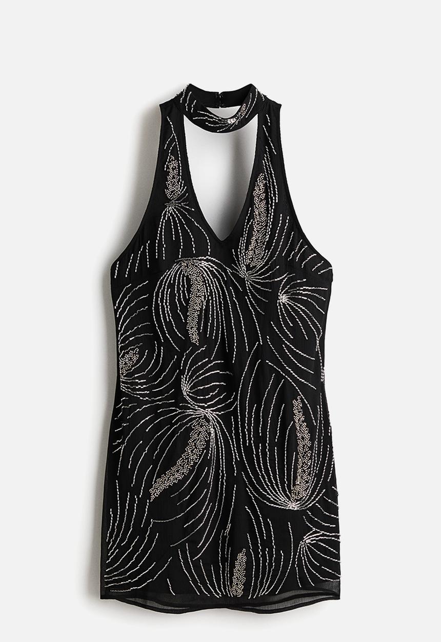 H&M - Embellished halterneck dress - black