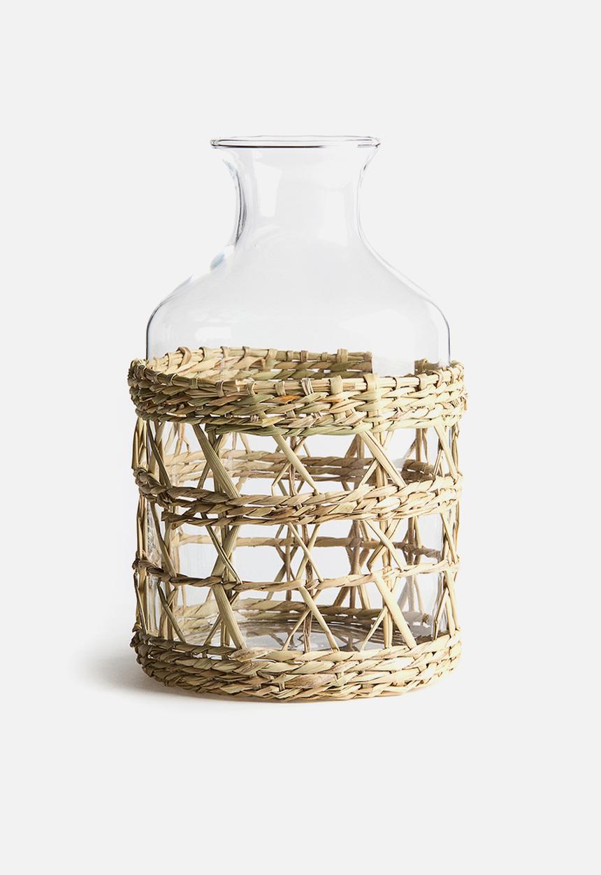 H&M - Seagrass-cage glass carafe - transparent/beige