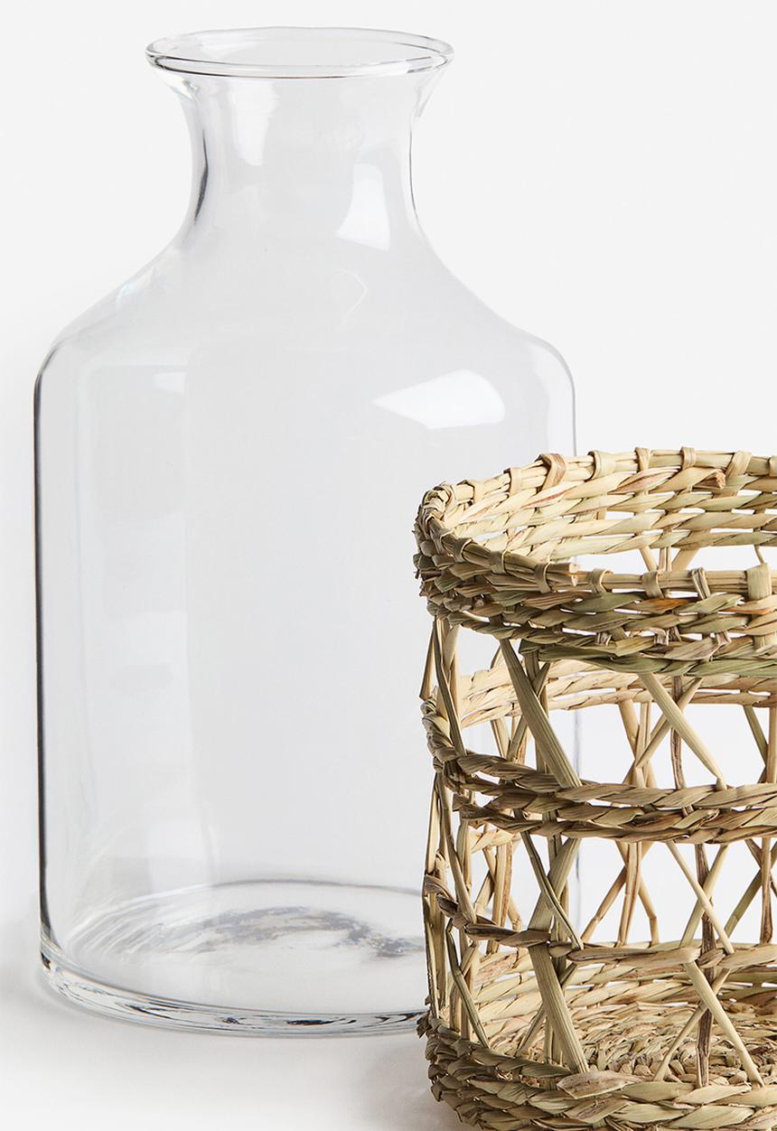 H&M - Seagrass-cage glass carafe - transparent/beige