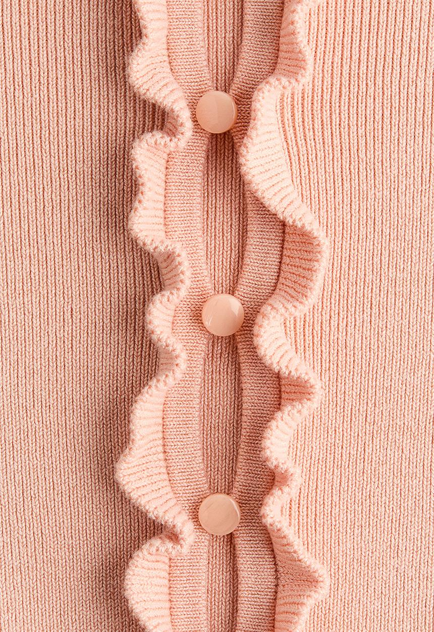 H&M - Frill-trimmed cardigan - peach pink