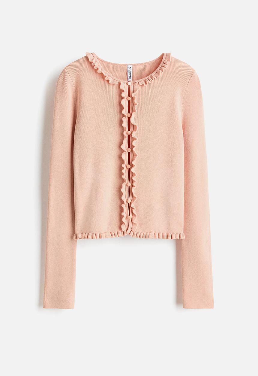 H&M - Frill-trimmed cardigan - peach pink