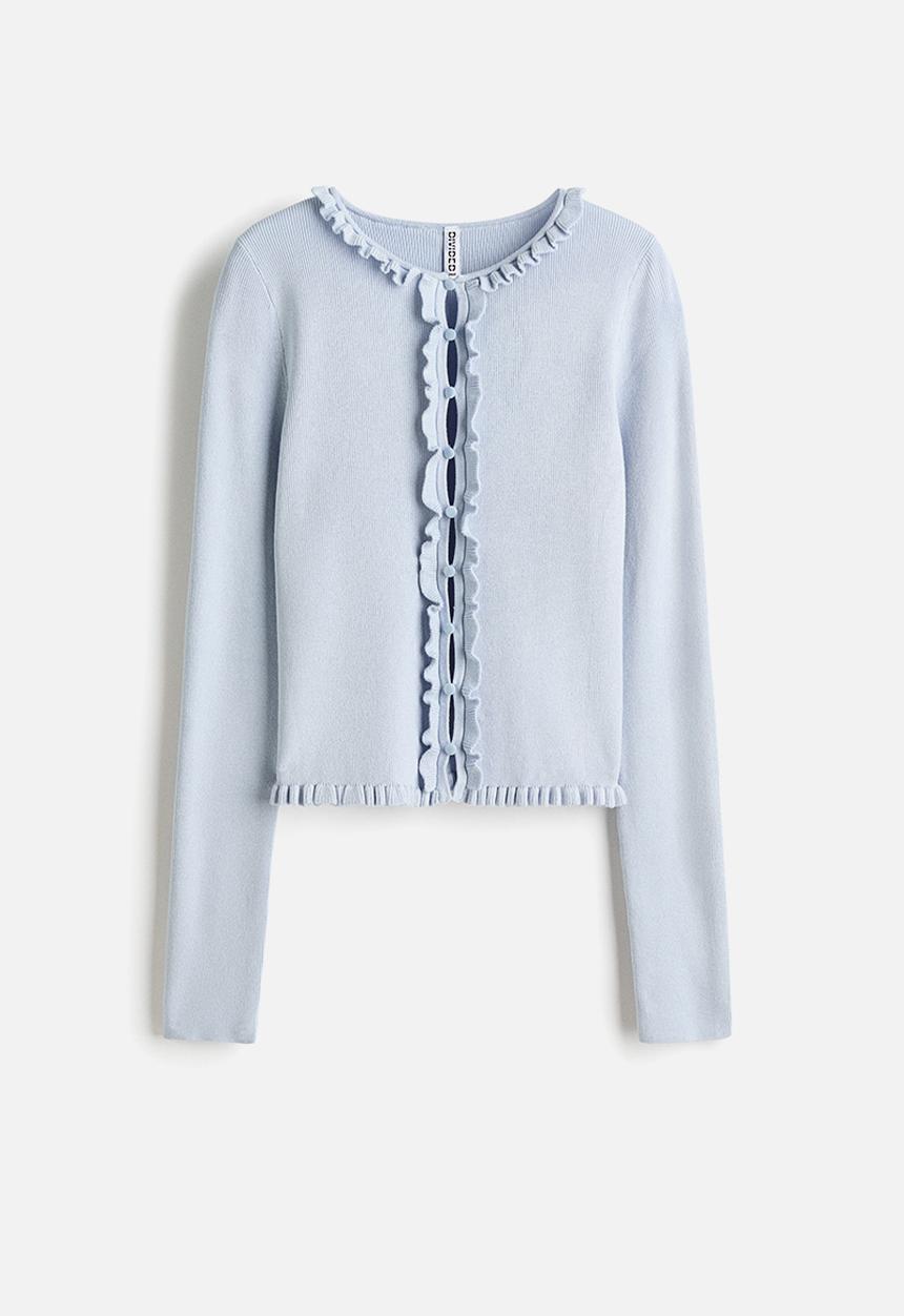 H&M - Frill-trimmed cardigan - light blue