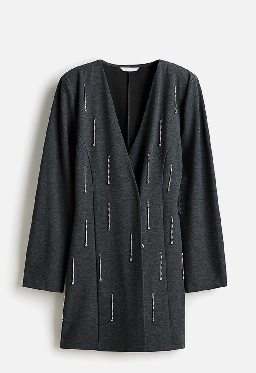 H&M - Rhinestone-embellished dress - dark grey marl