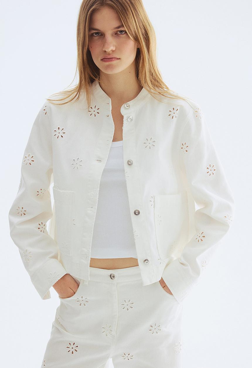 H&M - Broderie anglaise twill jacket - white