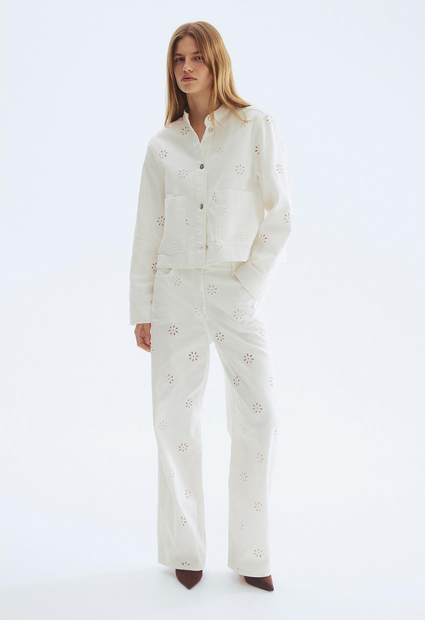 H&M - Broderie anglaise twill jacket - white