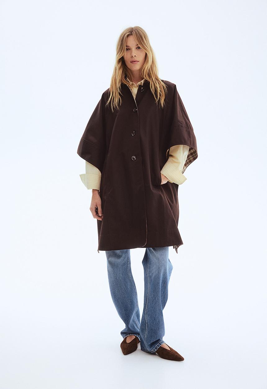 H&M - Collared cape coat - dark brown