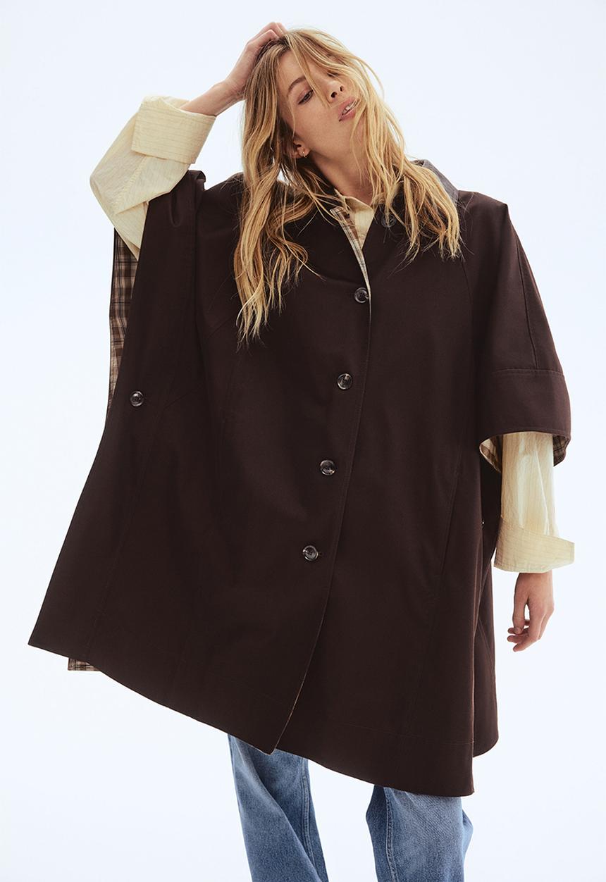 H&M - Collared cape coat - dark brown